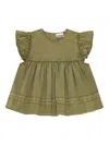 Ganni Ruffled Top Blouse In Green