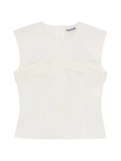 Ganni Ruffled-detail Blouse In Neutral