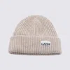 Ganni Sand Wool Blend Beanie In Brown