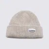 Ganni Sand Wool Blend Beanie In Neutral