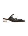 Ganni Block Heel Eyelet Detailing Ballerina Shoes In Black