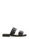 Ganni Buckled Eyelet-embellished Recycled Faux Patent-leather Sandals