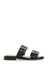 Ganni Buckled Eyelet-embellished Recycled Faux Patent-leather Sandals In Black