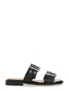 Ganni Buckled Eyelet-embellished Recycled Faux Patent-leather Sandals In Black