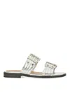 Ganni Sandal With Buckle In Metallic