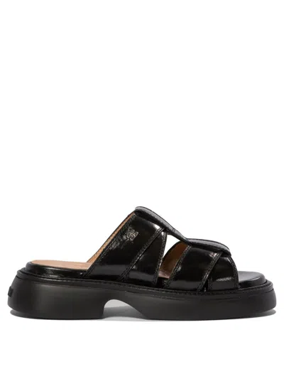 Ganni Sandals In Black