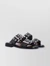 Ganni Buckled Eyelet-embellished Recycled Faux Patent-leather Sandals