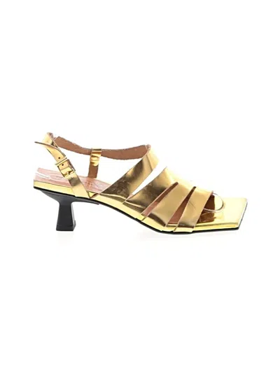 Pre-owned Ganni Sandals In Gold