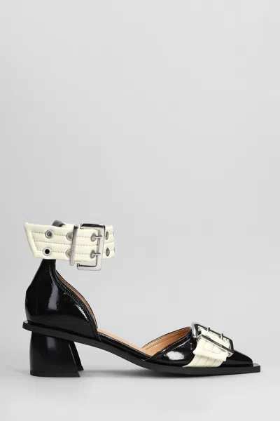 Ganni Sandals In Black Polyuretan