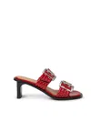 Ganni Sandals Mules Due Fasce Con Borchie Forate  In Red