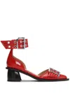 Ganni Buckled Open Cut Pumps In Red