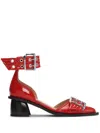 Ganni Buckled Open Cut Pumps In Red