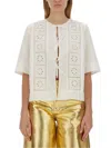 Ganni White Broderie Anglaise Tie Blouse In White