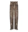 Ganni Leopard Print Satin Cargo Pants
