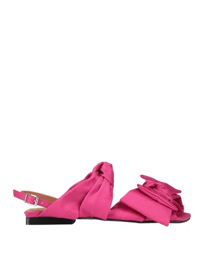 Ganni Satin Ankle Strap Flat Sandals In Pink