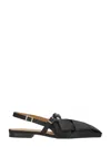 Ganni Big Bow Slingback Pointed-toe Flats In Black