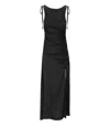 Ganni Satin Gathered Dress Woman Black