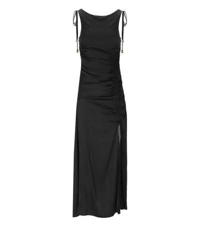 GANNI GANNI SATIN BLACK LONG DRESS