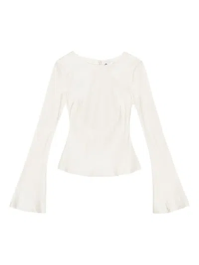 Ganni Satin Blouse In White