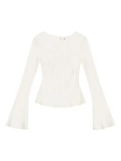 Ganni Satin Blouse In White