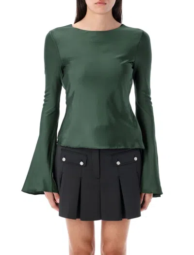 GANNI GANNI SATIN BLOUSE WITH OPEN BACK AND TIE-STRING CLOSURE