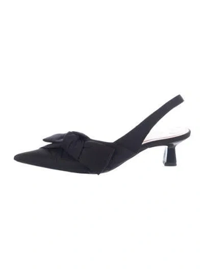 Pre-owned Ganni Satin Bow Accents Slingback Pumps In Blue