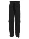 Ganni Black Cargo Pants With Drawstring In Black