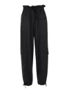 Ganni Black Cargo Pants With Drawstring In Black
