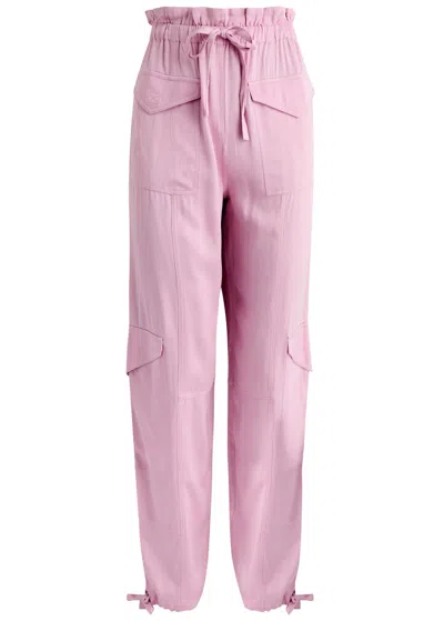 Ganni Satin Cargo Trousers In Pink