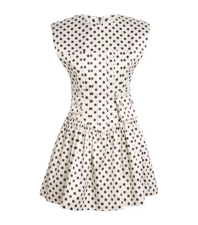 Ganni Polka Dot Satin Mini Dress With Corset In Beige