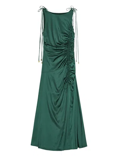 Ganni Satin Dress In Green