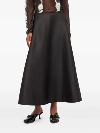 Ganni Satin-effect Maxi Skirt In Black