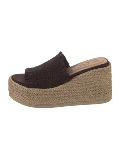 Pre-owned Ganni Satin Espadrilles In Brown