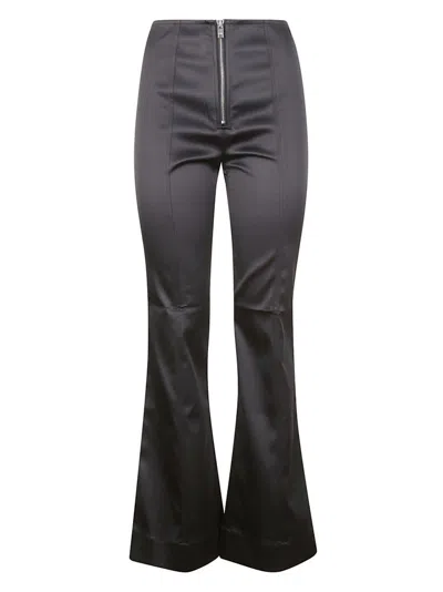 Ganni Satin Flared Pants In Black