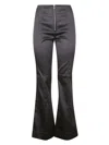 Ganni Satin Flared Pants In Nero