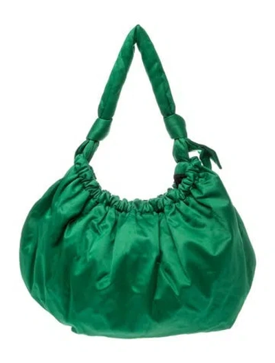 Pre-owned Ganni Satin Hobo In Green