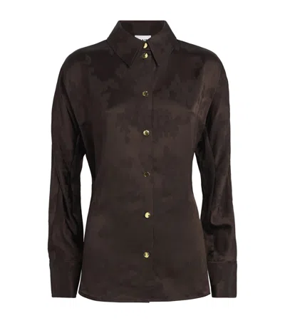 Ganni Collared Long-sleeved Shirt In Brown