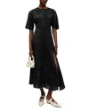Ganni Belted Bow-embellished Stretch-cotton Poplin Midi Dress In Black