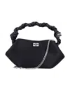 Ganni Satin Mini Bou Bag In Black