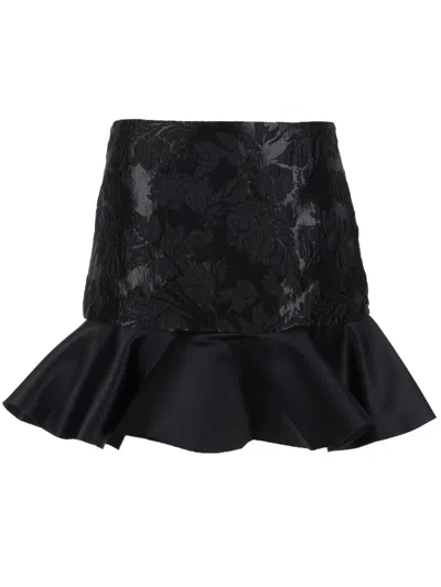 Ganni Satin Miniskirt In Black