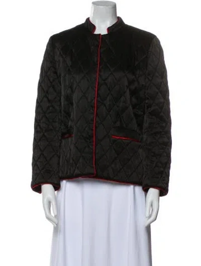 Pre-owned Ganni Satin Printed Jacket In Black