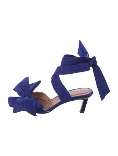 Pre-owned Ganni Satin Sandals In Blue
