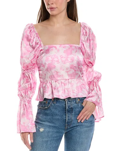 Ganni Satin Silk-blend Blouse In Multi