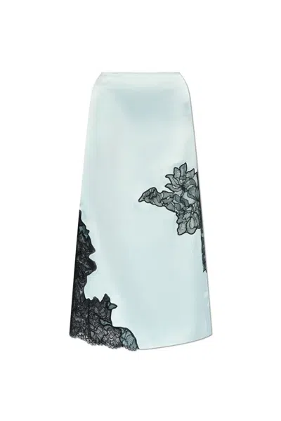 Ganni Satin Skirt In Blue