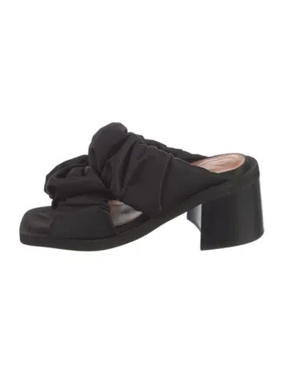 Pre-owned Ganni Satin Slides In Black