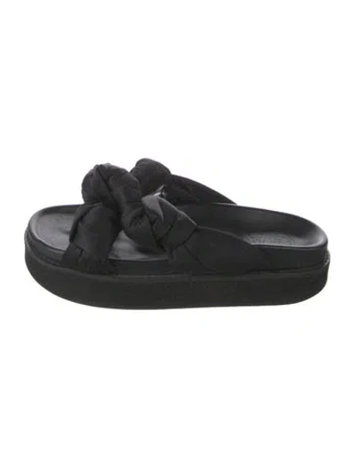 Pre-owned Ganni Satin Slides In Black