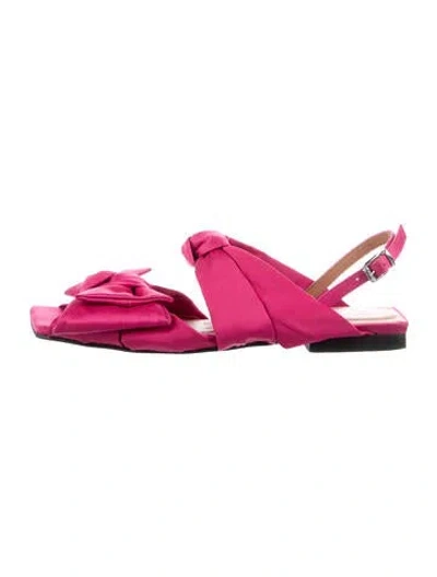 Pre-owned Ganni Satin Slingback Sandals In Orange