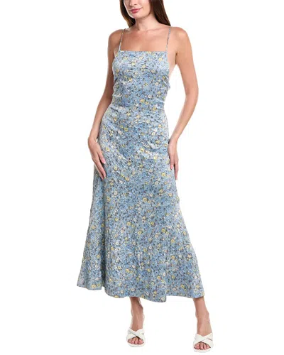 Ganni Satin Slip Dress In Blue