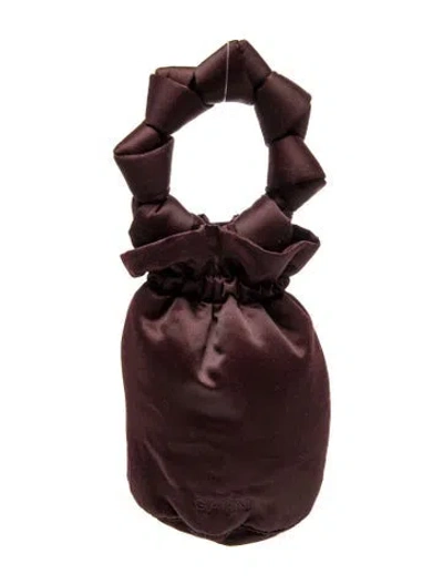 Pre-owned Ganni Satin Top Handle Bag In Burgundy