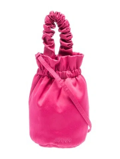 Pre-owned Ganni Satin Top Handle Bag W/ Tags In Red